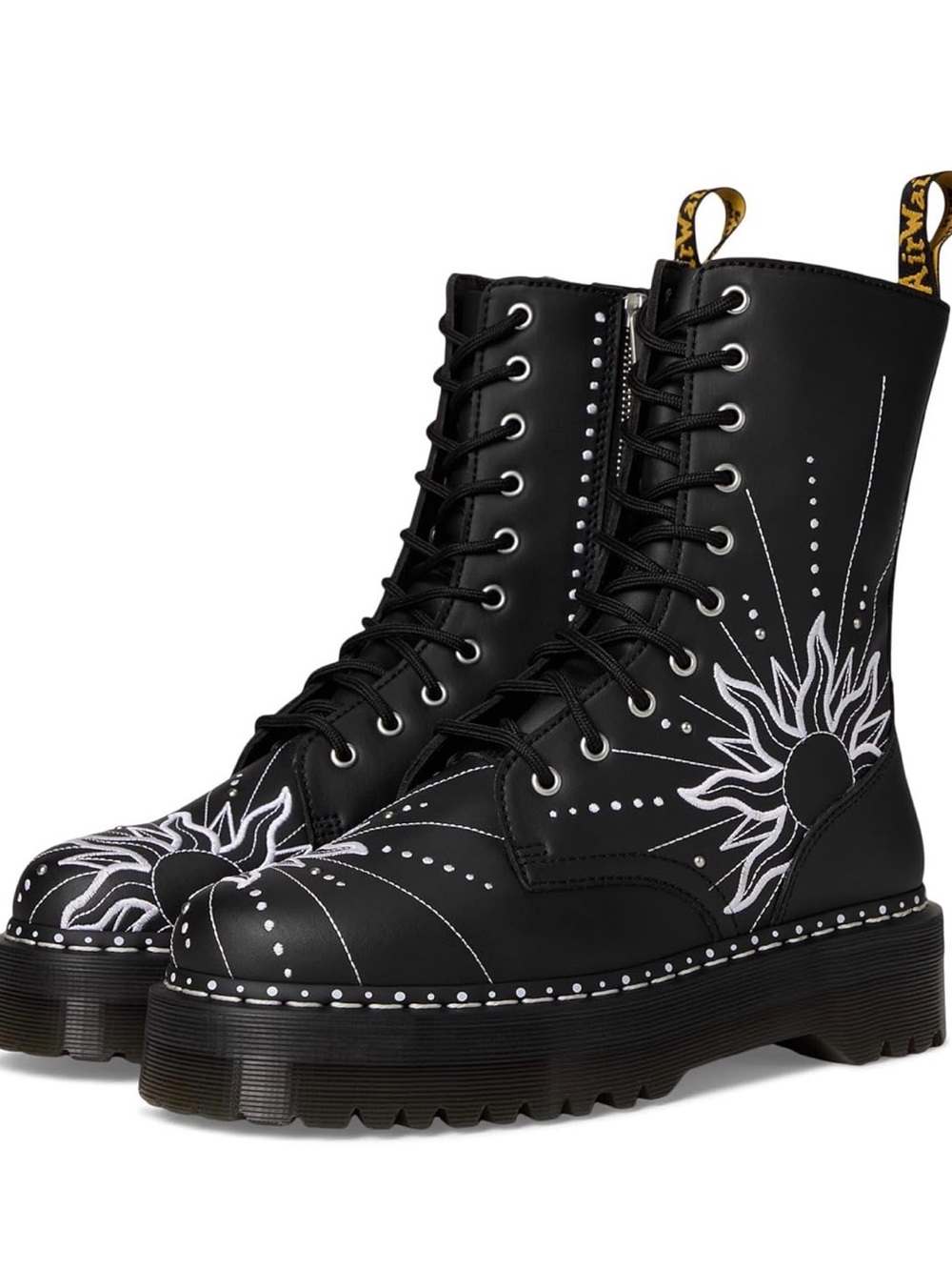 Dr. Martens Jadon Hi Solar Black Sun Embroidered Platform Combat Boots